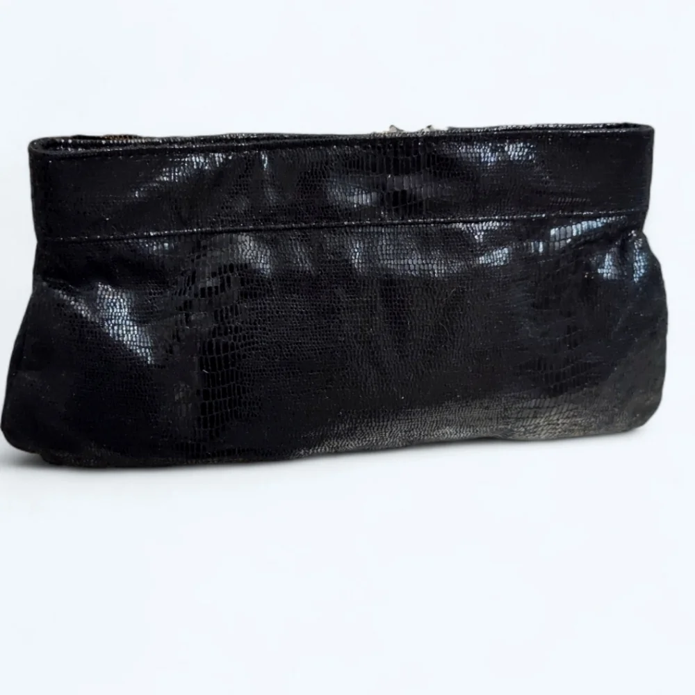 GAP Black Faux Snakeskin Clutch